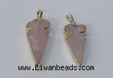 NGP3027 15*35mm – 20*50mm arrowhead rose quartz gemstone pendants