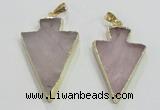 NGP3038 20*35mm – 25*40mm arrowhead rose quartz pendants