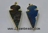 NGP3054 25*50mm - 28*55mm arrowhead agate pendants wholesale