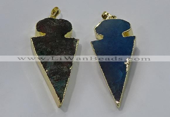 NGP3054 25*50mm - 28*55mm arrowhead agate pendants wholesale