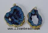 NGP3144 25*35mm - 40*50mm freeform plated druzy agate pendants