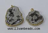 NGP3145 25*35mm - 40*50mm freeform plated druzy agate pendants