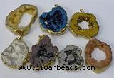 NGP3147 25*35mm - 40*50mm freeform plated druzy agate pendants