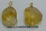 NGP3160 25*35mm - 30*40mm freeform citrine gemstone pendants