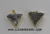 NGP3220 25*30mm - 30*35mm triangle druzy agate pendants