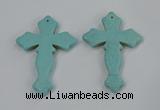 NGP3224 50*75mm cross turquoise gemstone pendants wholeasle