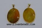 NGP3292 33*45mm faceted oval agate gemstone pendants wholesale