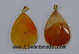 NGP3294 37*57mm faceted flat teardrop agate gemstone pendants