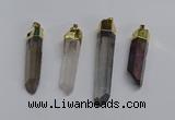 NGP3405 10*45mm - 12*55mm sticks plated quartz pendants wholesale