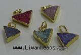 NGP3435 12*16mm - 15*20mm triangle druzy agate gemstone pendants