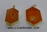 NGP3494 25*40mm - 30*45mm hexagon druzy agate pendants