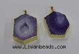 NGP3495 25*40mm - 30*45mm hexagon druzy agate pendants