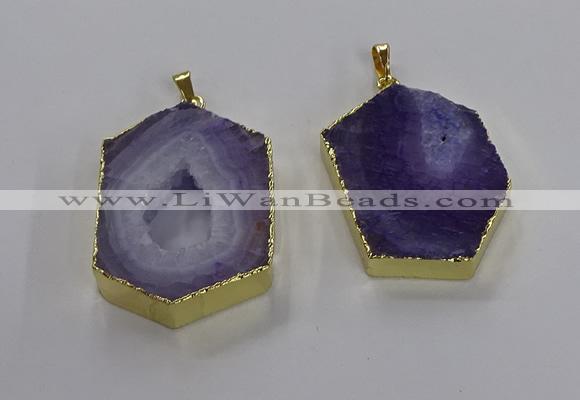 NGP3495 25*40mm - 30*45mm hexagon druzy agate pendants