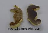 NGP3530 22*58mm - 25*55mm seahorse agate gemstone pendants