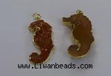 NGP3531 22*58mm - 25*55mm seahorse agate gemstone pendants