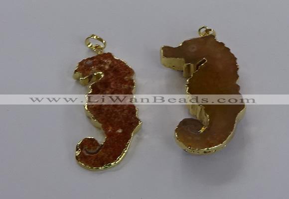 NGP3531 22*58mm - 25*55mm seahorse agate gemstone pendants