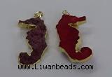 NGP3533 22*58mm - 25*55mm seahorse agate gemstone pendants