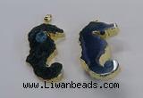 NGP3534 22*58mm - 25*55mm seahorse agate gemstone pendants