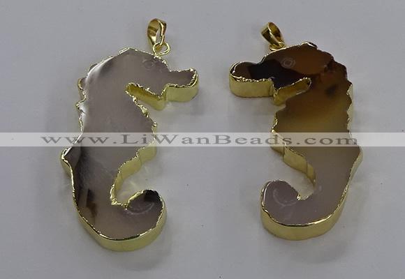 NGP3540 22*58mm - 25*55mm seahorse agate pendants wholesale