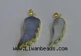 NGP3603 15*30mm - 18*40mm wing-shaped druzy agate pendants