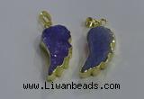 NGP3605 15*30mm - 18*40mm wing-shaped druzy agate pendants