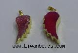 NGP3606 15*30mm - 18*40mm wing-shaped druzy agate pendants