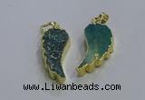 NGP3608 15*30mm - 18*40mm wing-shaped druzy agate pendants