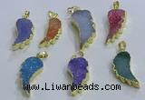 NGP3610 15*30mm - 18*40mm wing-shaped druzy agate pendants