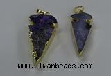 NGP3614 15*30mm - 20*40mm arrowhead druzy agate pendants