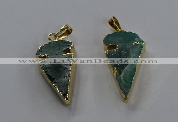 NGP3617 15*30mm - 20*40mm arrowhead druzy agate pendants