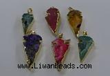 NGP3619 15*30mm - 20*40mm arrowhead druzy agate pendants