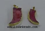 NGP3633 15*30mm - 18*45mm oxhorn druzy agate pendants