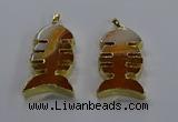 NGP3643 25*50mm - 28*55mm fishbone agate gemstone pendants