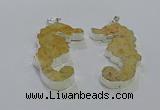 NGP3663 22*58mm - 25*55mm seahorse fossil coral pendants