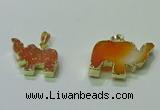 NGP3697 18*30mm - 22*35mm elephant druzy agate gemstone pendants