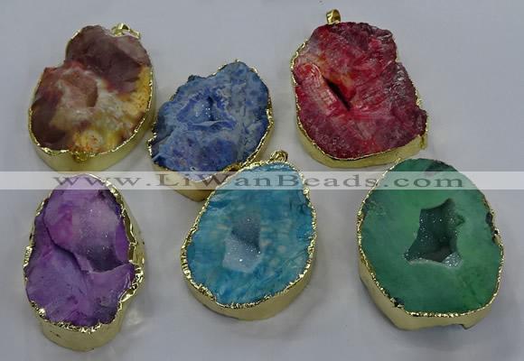 NGP3762 30*40mm - 40*50mm freeform druzy agate pendants