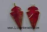 NGP3803 25*50mm - 28*55mm arrowhead agate gemstone pendants