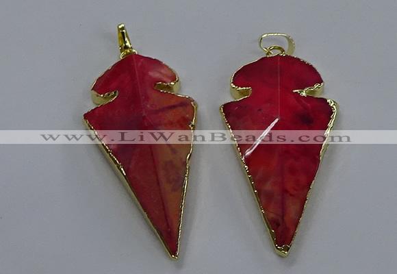 NGP3803 25*50mm - 28*55mm arrowhead agate gemstone pendants