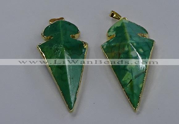 NGP3805 25*50mm - 28*55mm arrowhead agate gemstone pendants