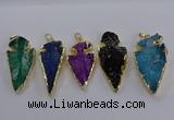 NGP3819 25*45mm - 30*60mm arrowhead dyed white crystal pendants