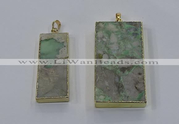 NGP3930 20*45mm - 30*60mm rectangle green gemstone pendants