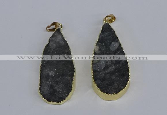 NGP3979 20*40mm - 25*50mm flat teardrop druzy agate pendants