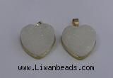 NGP4021 20*20mm heart druzy quartz gemstone pendants