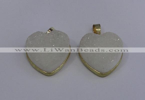 NGP4021 20*20mm heart druzy quartz gemstone pendants