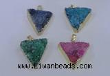 NGP4055 25*30mm – 30*35mm triangle druzy quartz pendants