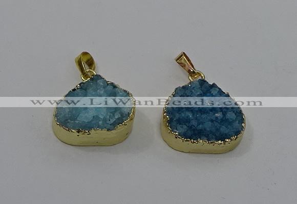 NGP4085 18*22mm - 20*24mm flat teardrop druzy quartz pendants