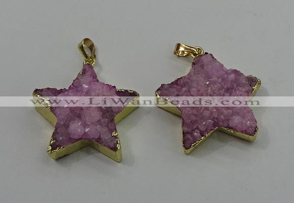 NGP4093 30*32mm - 32*35mm star druzy quartz pendants wholesale