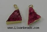 NGP4103 22*35mm - 24*40mm triangle druzy quartz pendants wholesale