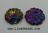 NGP4150 40*45mm - 50*55mm flower plated druzy agate pendants