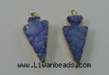 NGP4159 20*45mm - 22*48mm arrowhead druzy quartz pendants